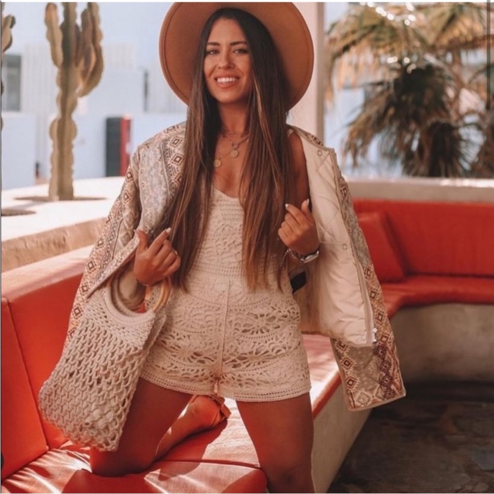 Zara Cream Crochet Romper
